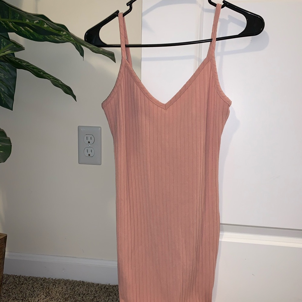 Mini Pink Ribbed Dress